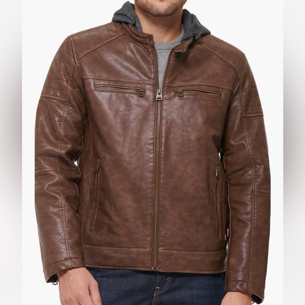 Levi's Jersey Hood Faux Leather Jacket Size XL NWOT